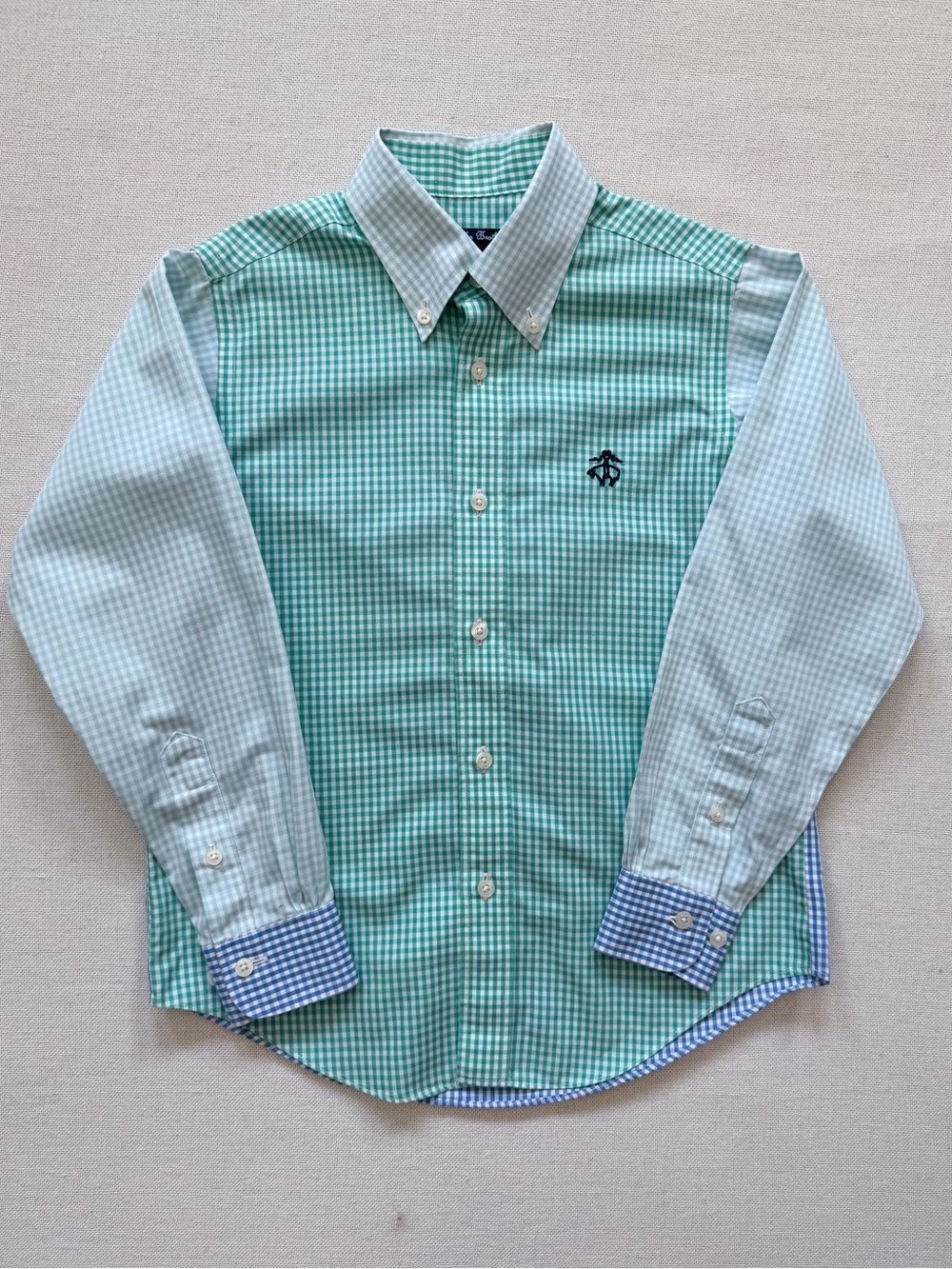 Brooks Brothers Gingham Print Long Sleeve Button Down Shirt Cotton Small